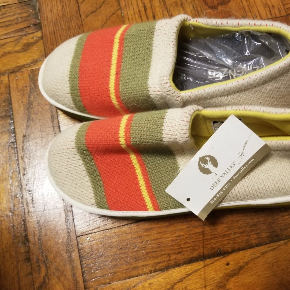Deer Valley KnitShoes Strp/Bones L/9-9.5